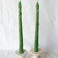 BEESWAX ASPARAGUS TAPER CANDLES PAIR (2) 9 INCH TALL - Happy Organics