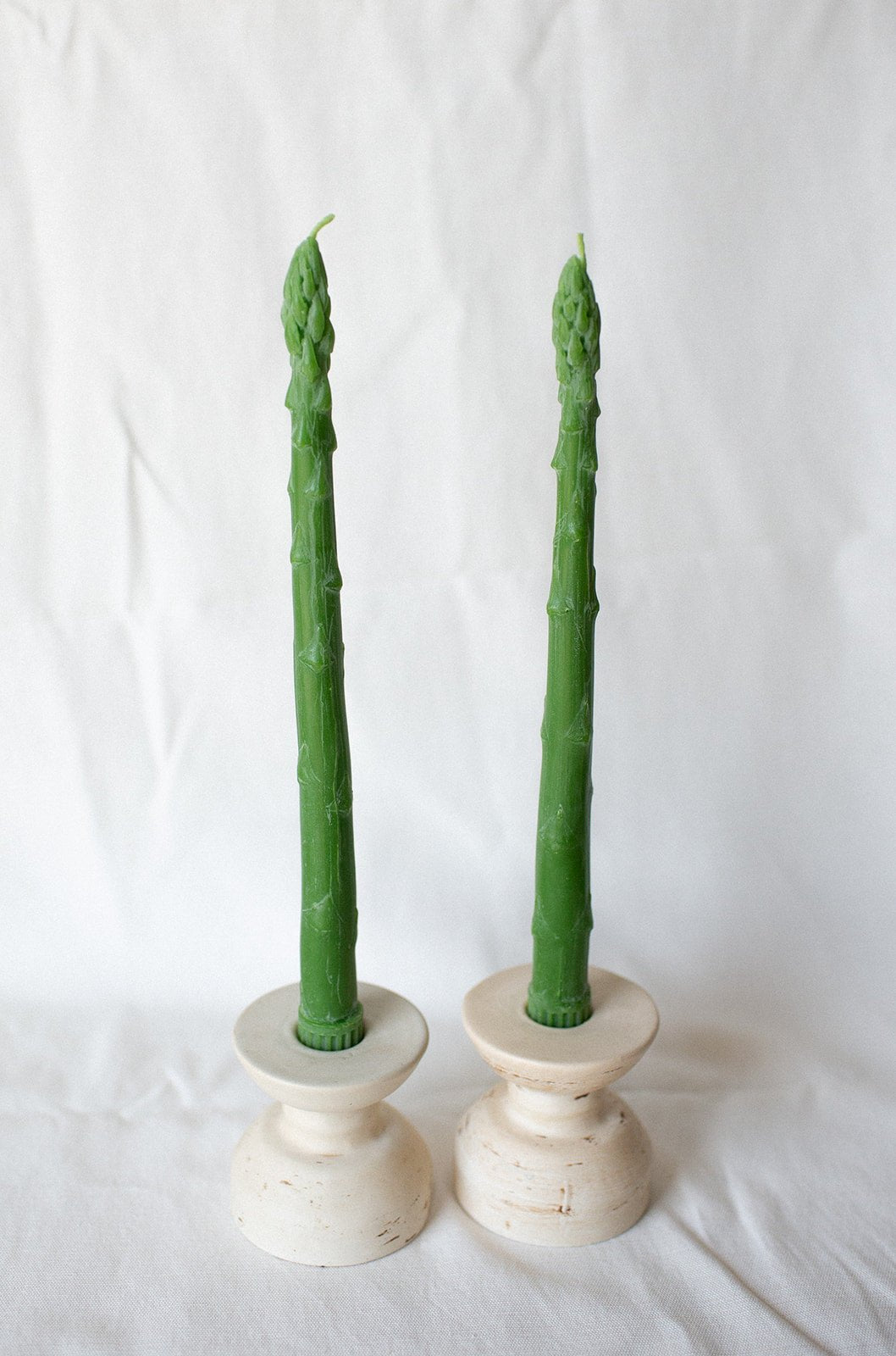 BEESWAX ASPARAGUS TAPER CANDLES PAIR (2) 9 INCH TALL - Happy Organics