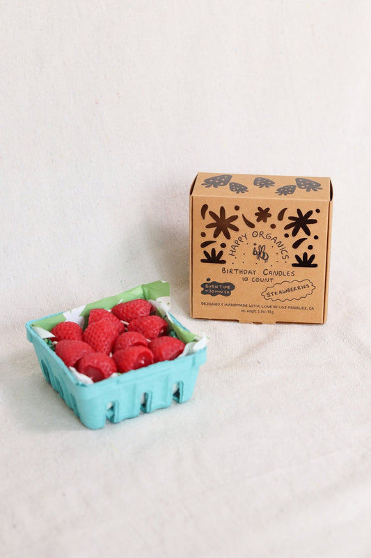 Beeswax Strawberry Birthday Candles - Happy Organics