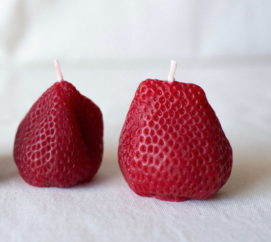 Big Strawberry Candles - Set of 2 - Happy Organics