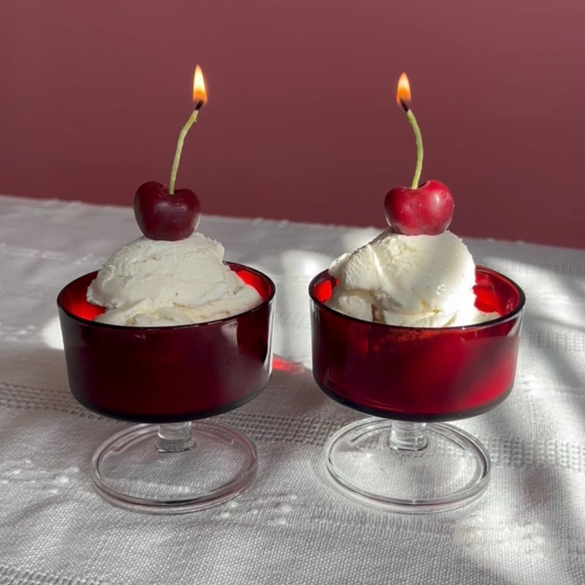 Dark Red Cherry Beeswax Candles - Happy Organics