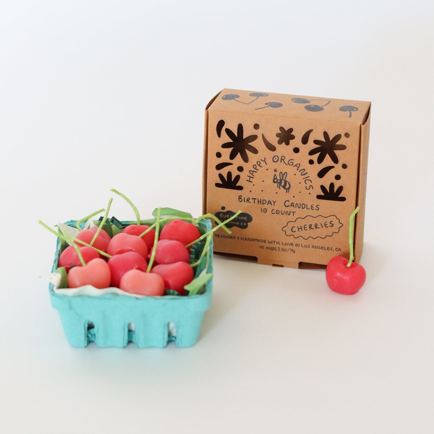 Pink Cherry Birthday Beeswax Candles - Happy Organics