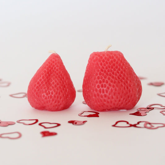 Pink Strawberry Candles - Set of 2 Tealight Candles - Happy Organics